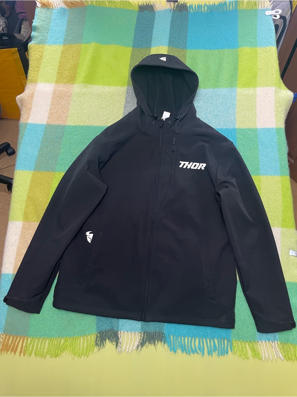 thor Black Hooded Performance Softshell Jacket